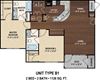 Our B1 The Holly Key floor plan with two bedrooms and two baths. Our B1 The Holly Key floor plan with two bedrooms and two baths. York Woods at Lake Murray Apartment Homes in Columbia, SC.